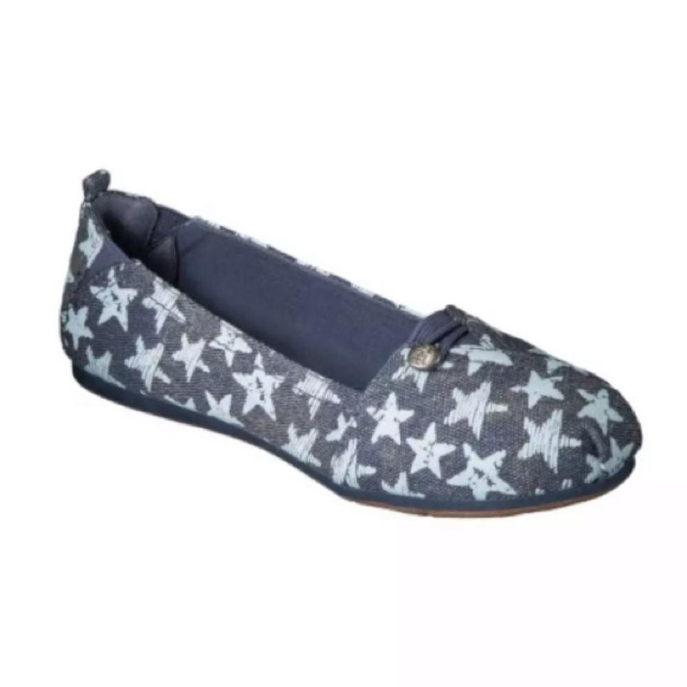 ❤️ Mad Love Womens Blue Star Print Flats